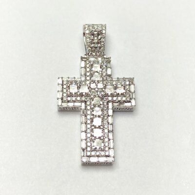 KP200816W - 14K White Gold Cross Pendant