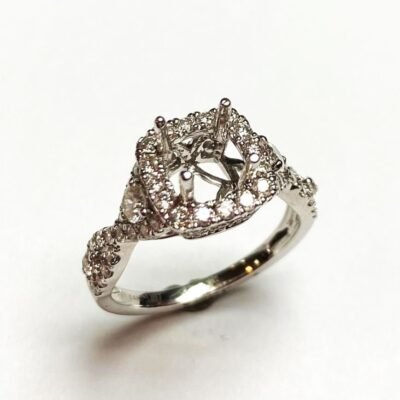 KR101957W - 14K White Gold Semi Mount Ring