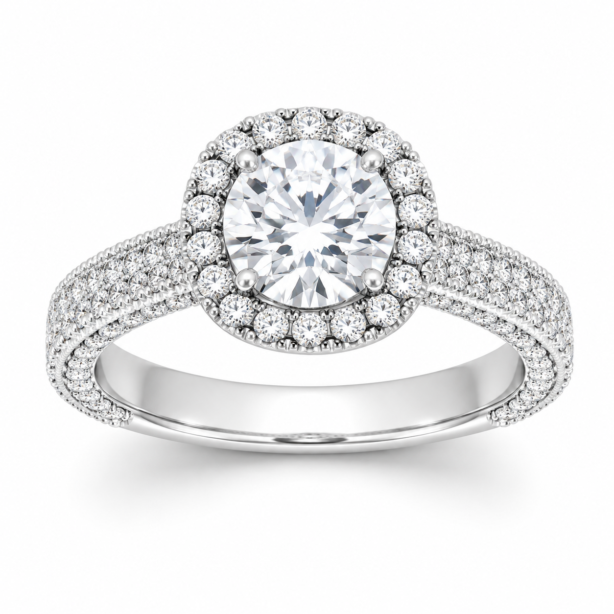 KR102004W-White Gold Semi Mount Ring