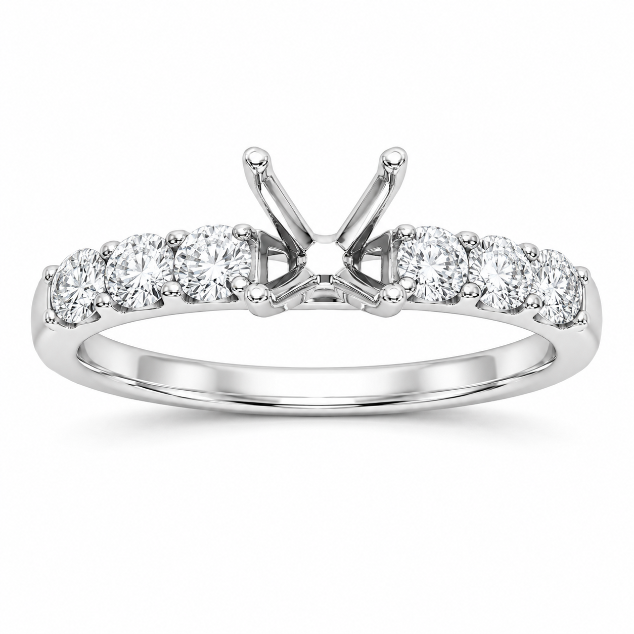 KR104701BSMTW-14K White Gold Bridal Set Ring