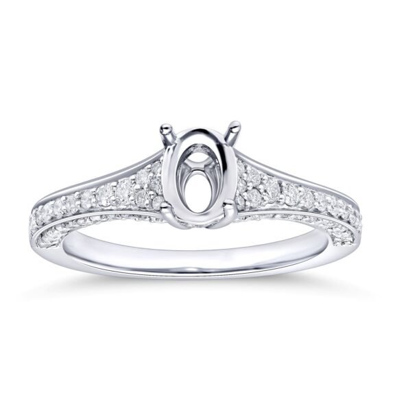 KR106109W - 14K White Gold Semi Mount Ring