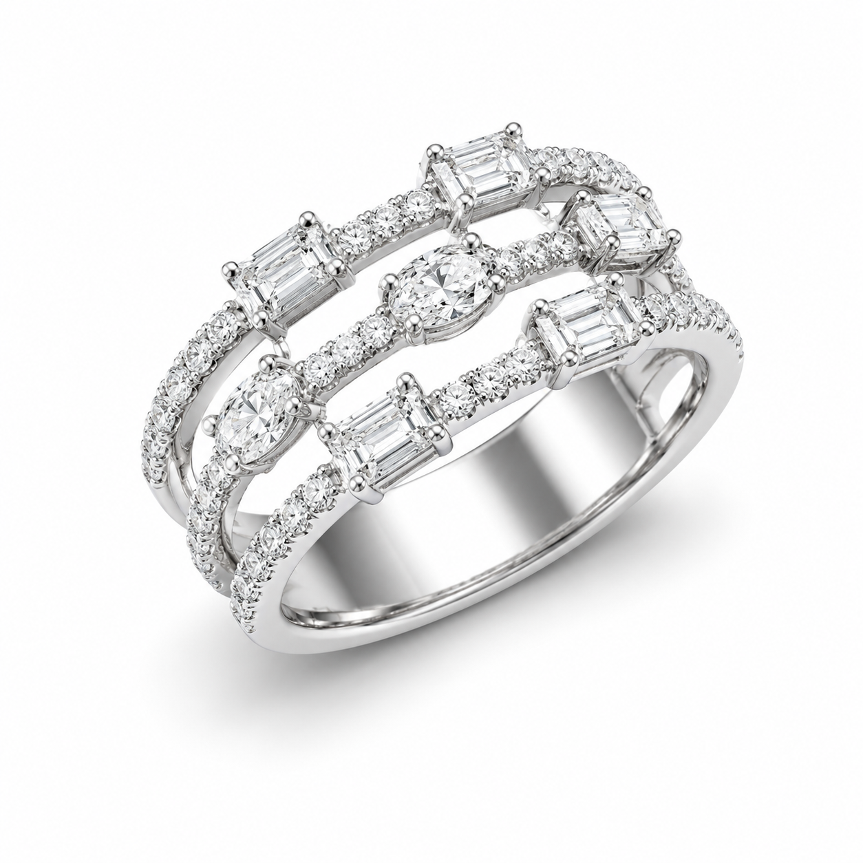 KR109023W -14K White Gold Fashion Ring