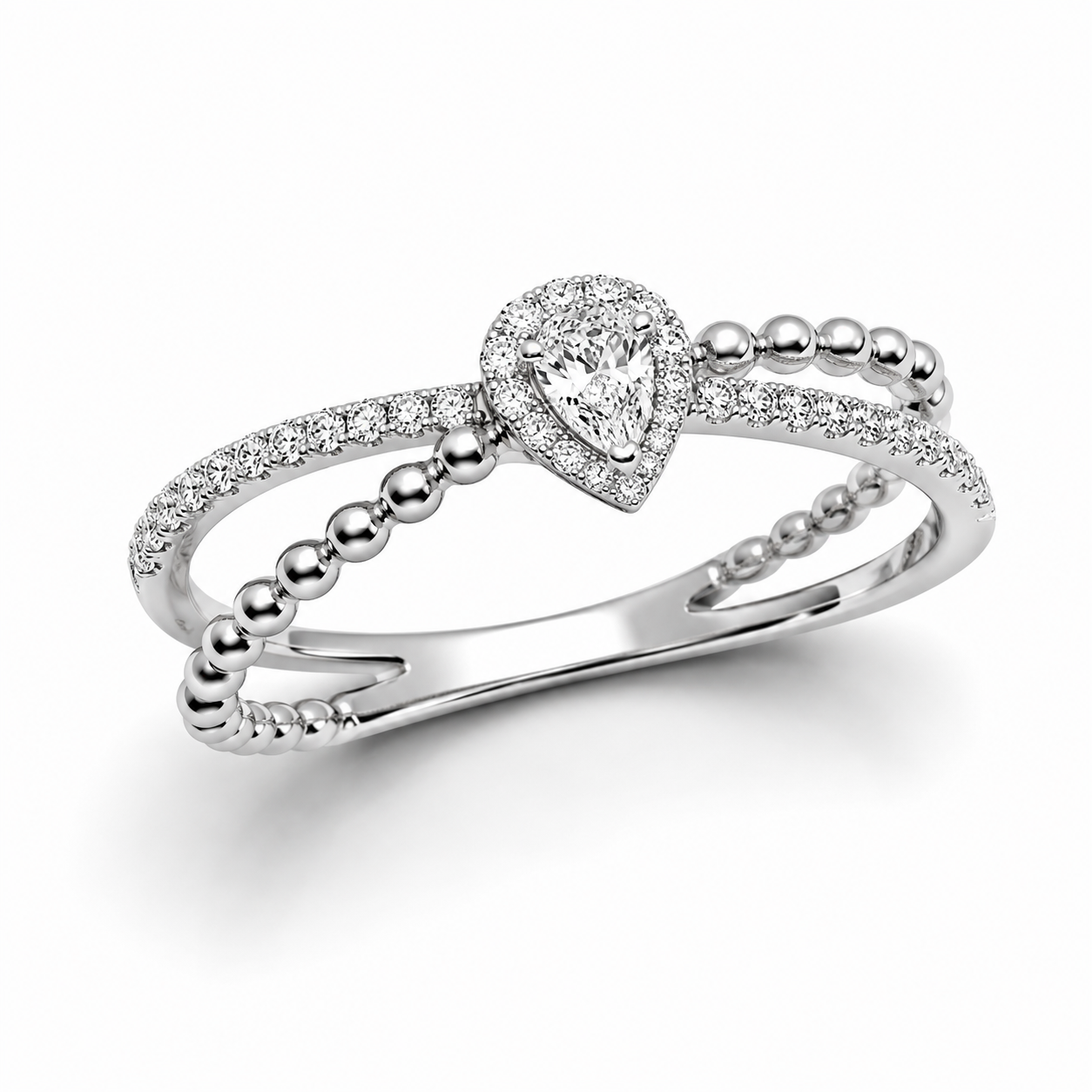 KR602683W-14K White Gold Fashion Ring