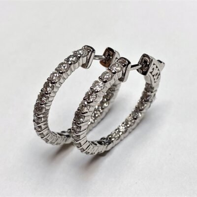 MJ0340CE42X06-55W - 14K White Gold Hoop Earrings