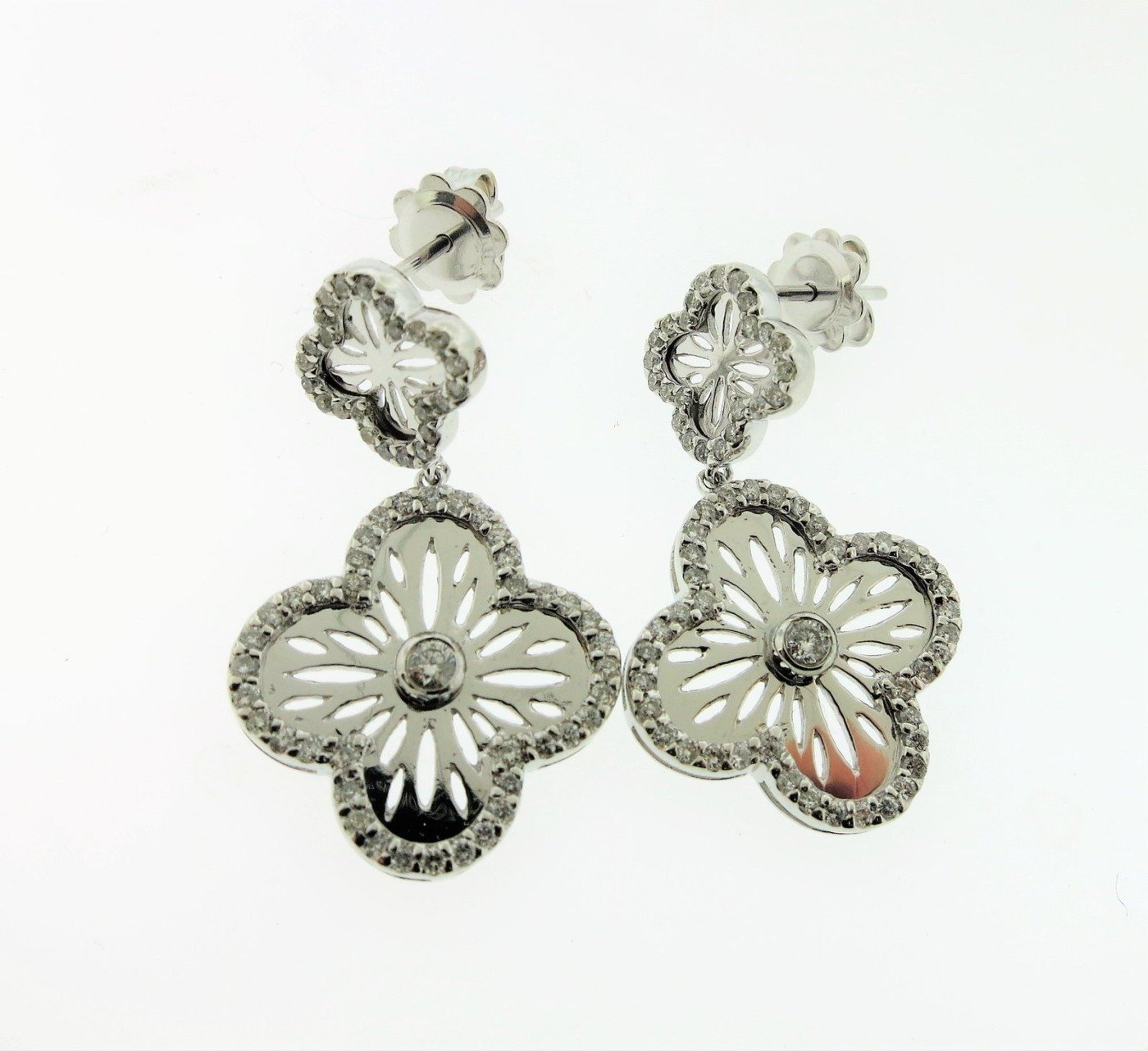 MJ1127EW - 14K White Gold Dangle Earrings