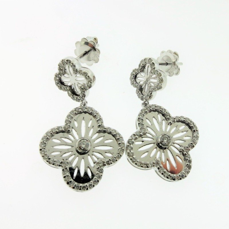 MJ1127EW - 14K White Gold Dangle Earrings