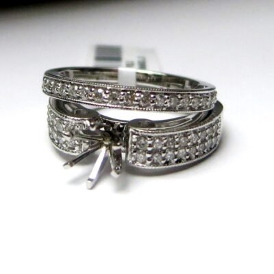 ON50638SMTW - 14K White Gold Bridal Set Ring