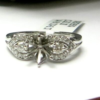ON50789SMW - 14K White Gold Semi Mount Ring