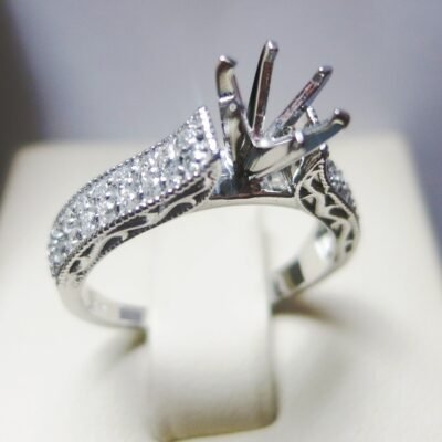 ON50818SMW - 14K White Gold Semi Mount Ring