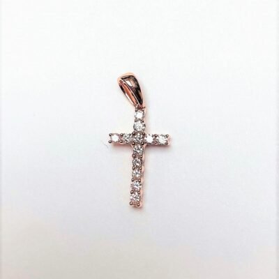 PN004772-14P - 14K Rose Gold Cross Pendant