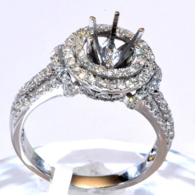 R36842SMW - 14K White Gold Semi Mount Ring