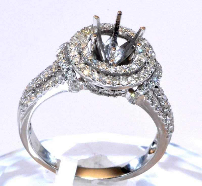 R36842SMW - 14K White Gold Semi Mount Ring