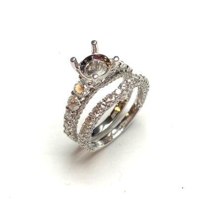 R38719W - 14K White Gold Bridal Set Ring