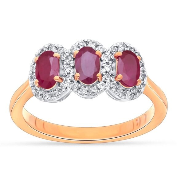 R60169PRU - 14K Rose Gold Colored Stone Ring