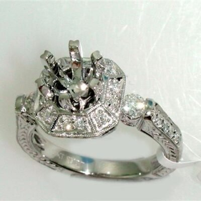 RG10827SMW - 14K White Gold Semi Mount Ring