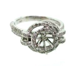 RGR05801W - 14K White Gold Semi Mount Ring