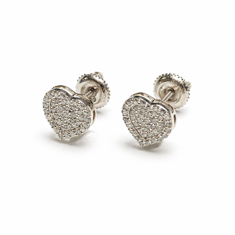 SLNER0025W - 14K White Gold Stud Earrings