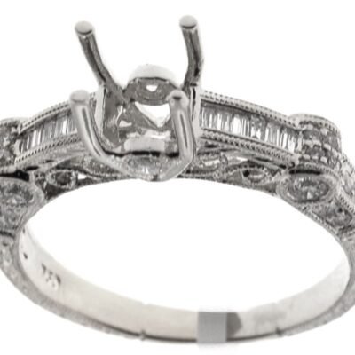 SLR01657 - 18K White Gold Semi Mount Ring