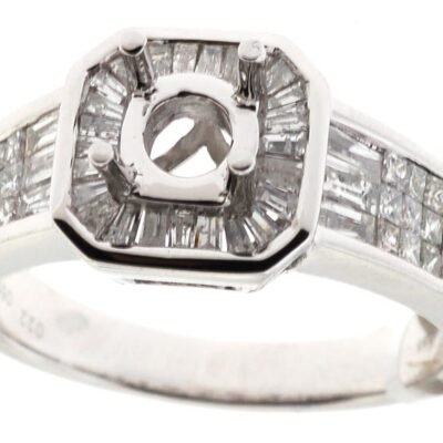 STR211 - 14K White Gold Semi Mount Ring