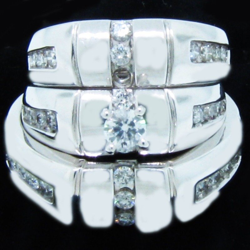 U380 - 14K White Gold Trio Rings