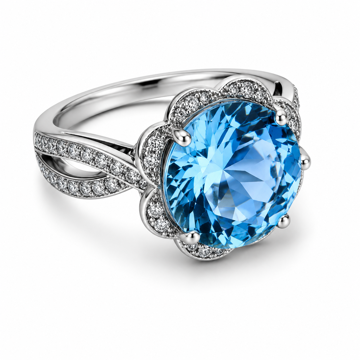 UB10032FWBT -White Gold Fashion Ring