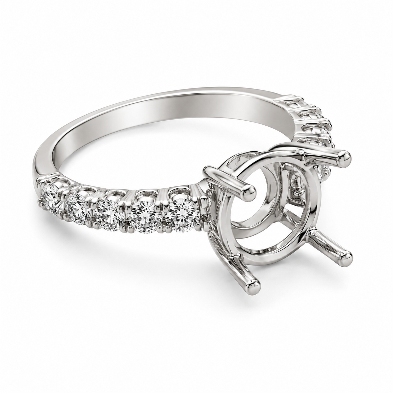 UB10046SMW -  White Gold Semi Mount Ring