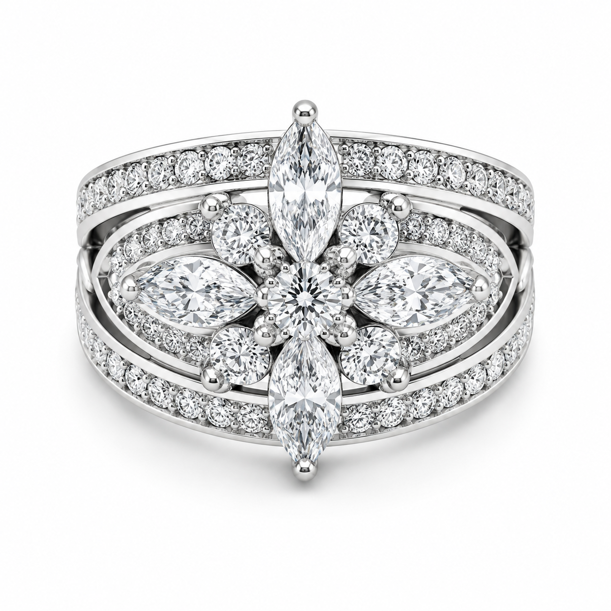 UB10050FW - White Gold Fashion Ring