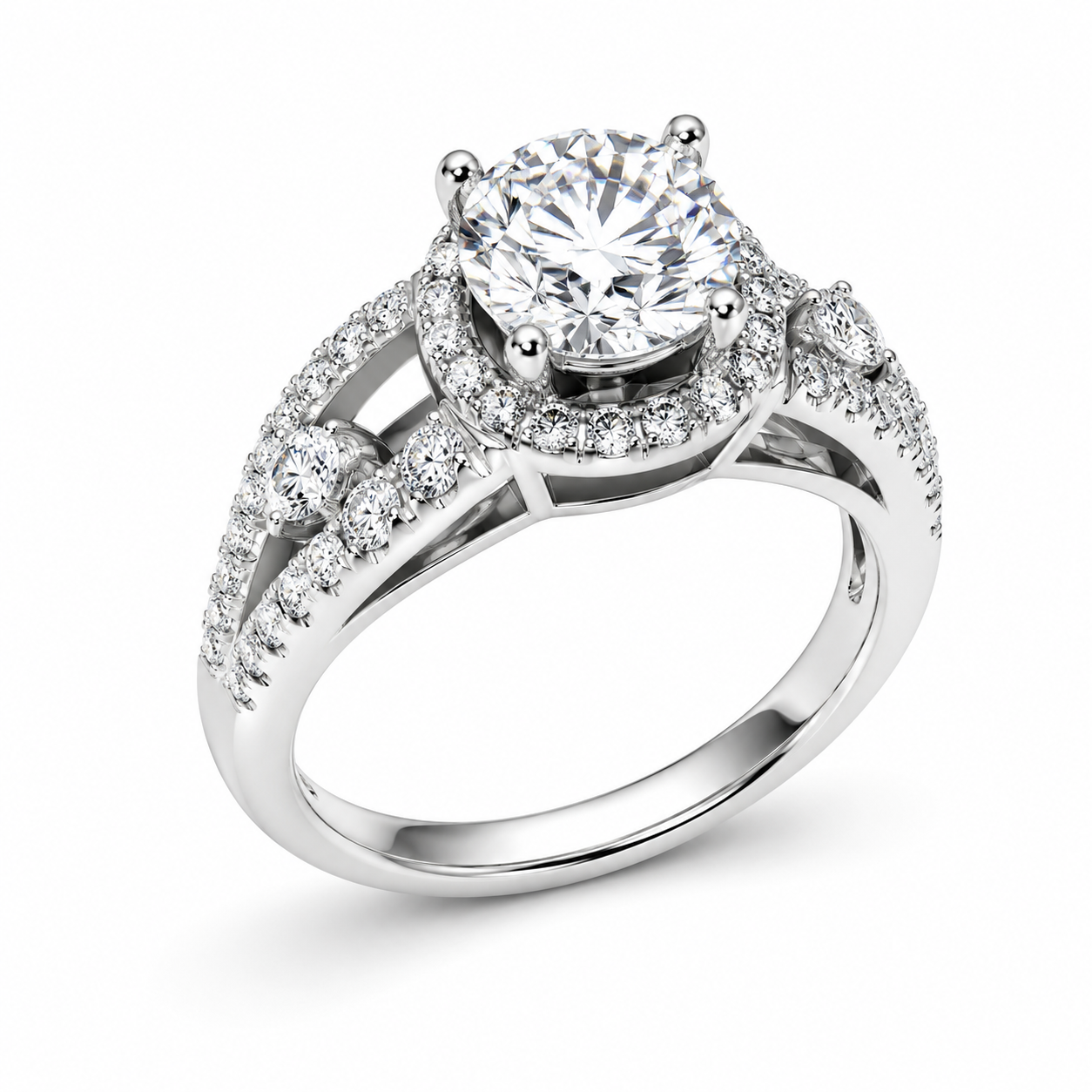 UB10075LSWBH-White Gold Engagement Ring