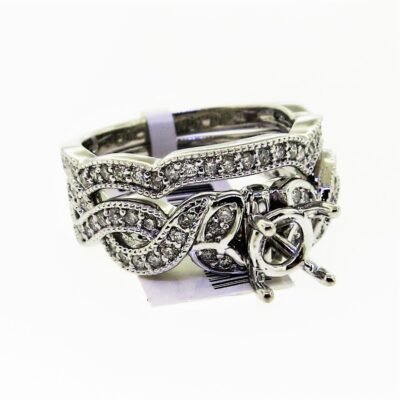 UB10076SMTW - 14K White Gold Semi Mount Ring