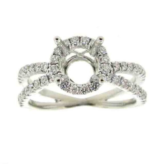 UB10128SMW - 14K White Gold Semi Mount Ring