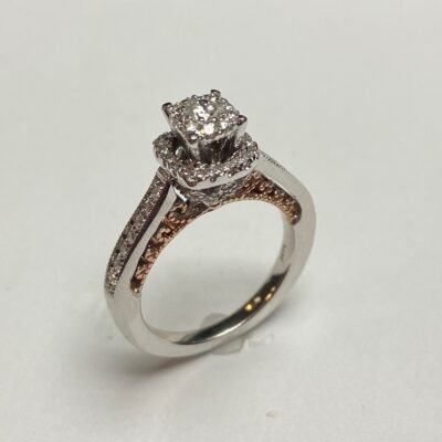 UB10200LSWPSH - 14K Two Tones Gold Engagement Ring