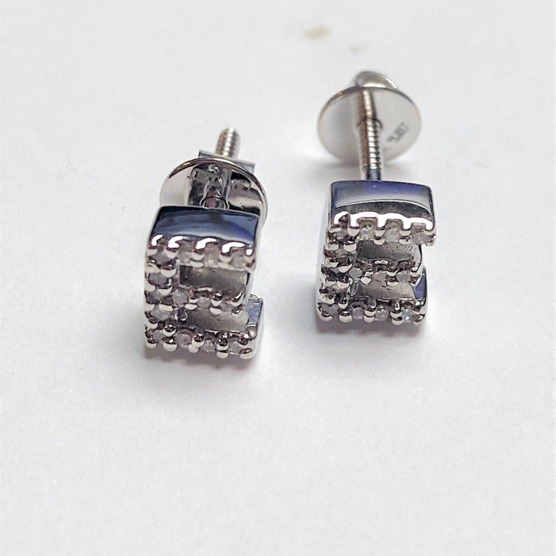 UB10228EW-E - 14K White Gold Stud Earrings
