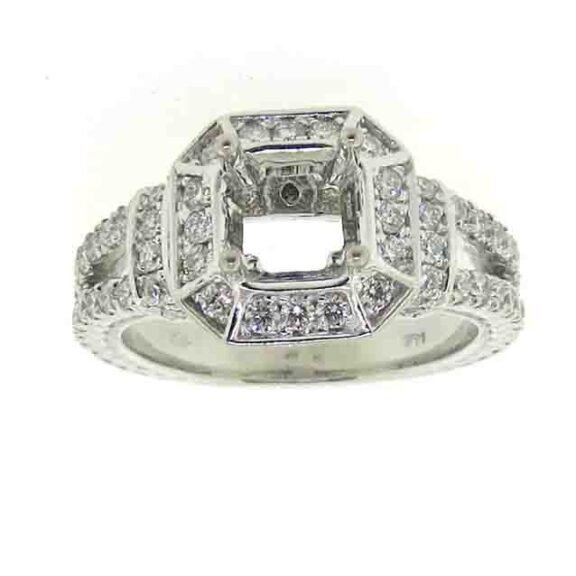UB10317SMW53 - 14K White Gold Semi Mount Ring