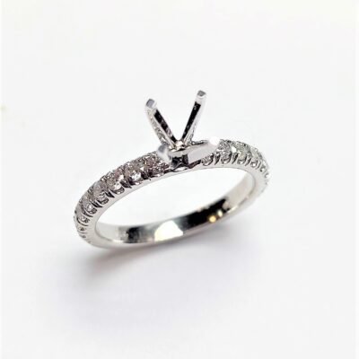 UB10351-3SMW53 - 14K White Gold Semi Mount Ring