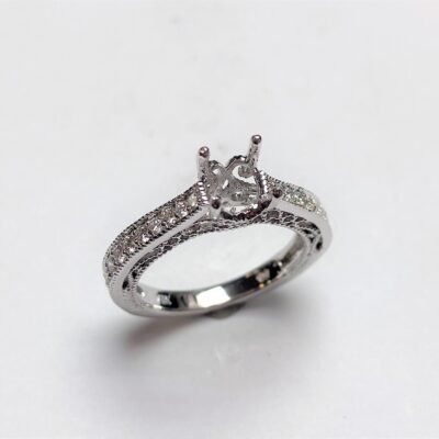 UB10371SMW53 - 14K White Gold Semi Mount Ring
