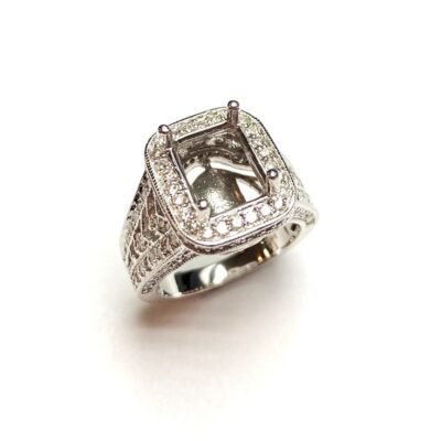 UB10393SMW - 14K White Gold Semi Mount Ring