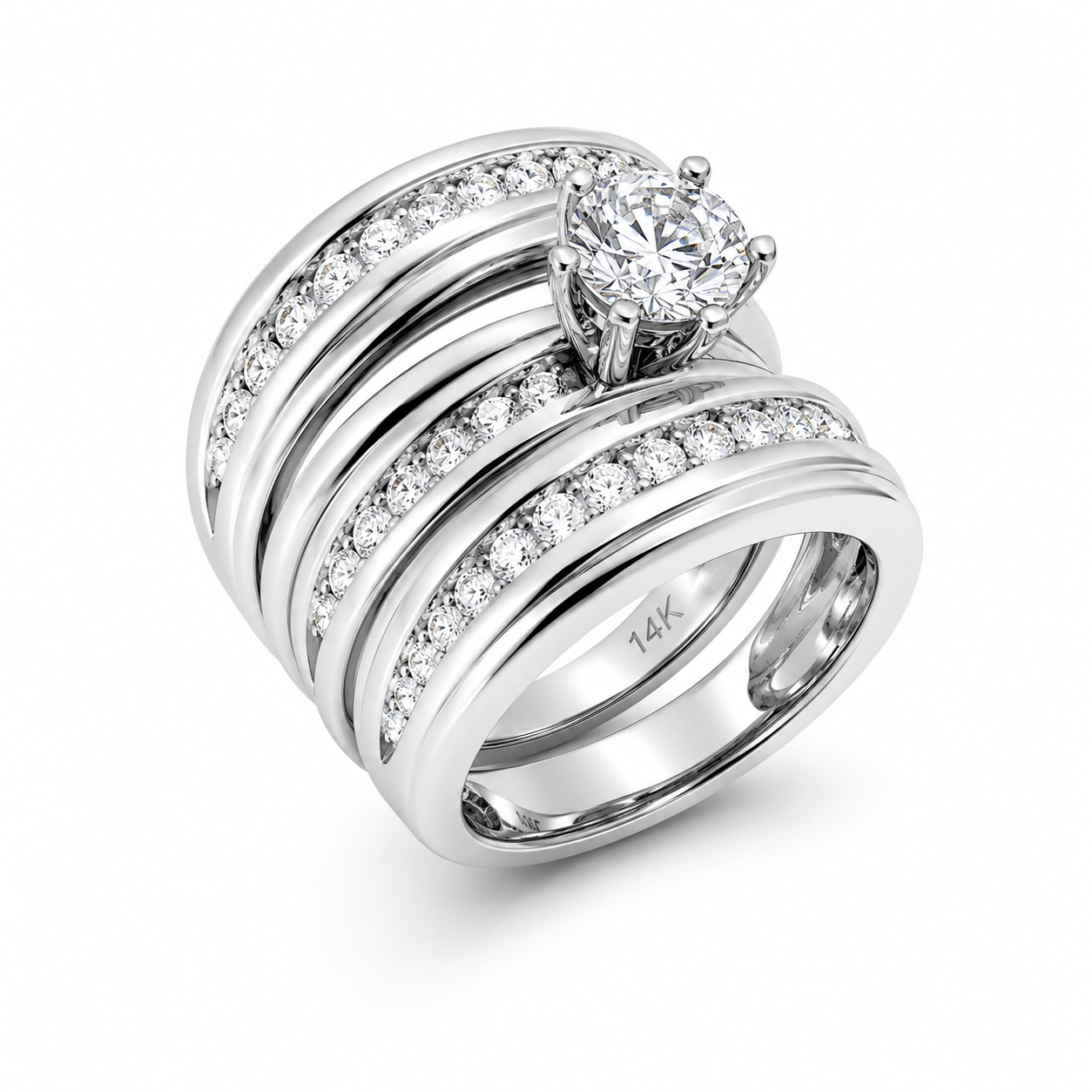 UB3347TW53 -14K White Gold Trio
