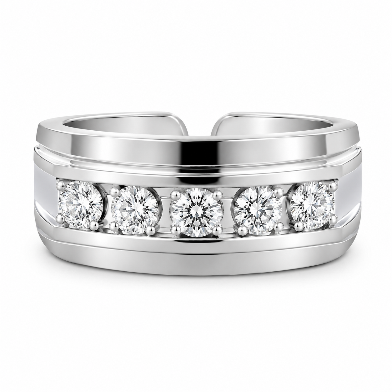 UB5500GKW -White Gold Gents Ring