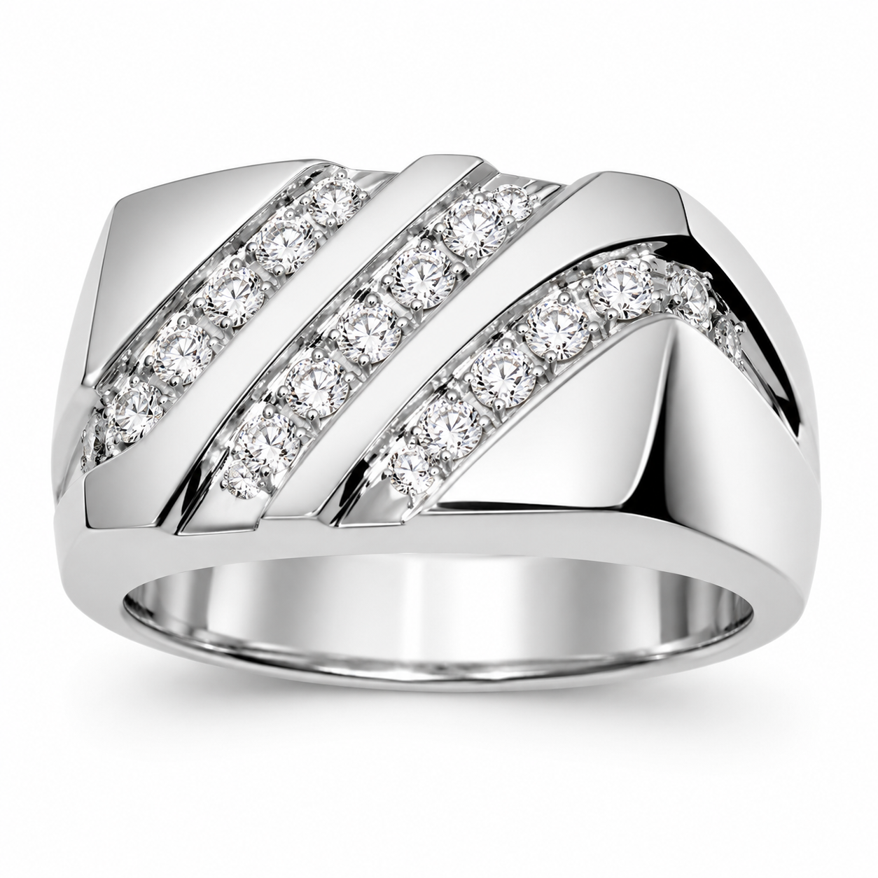 UB5537GW -White Gold Gents Ring