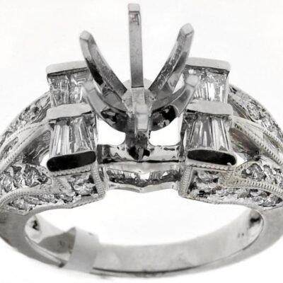 UB6133W - 14K White Gold Semi Mount Ring