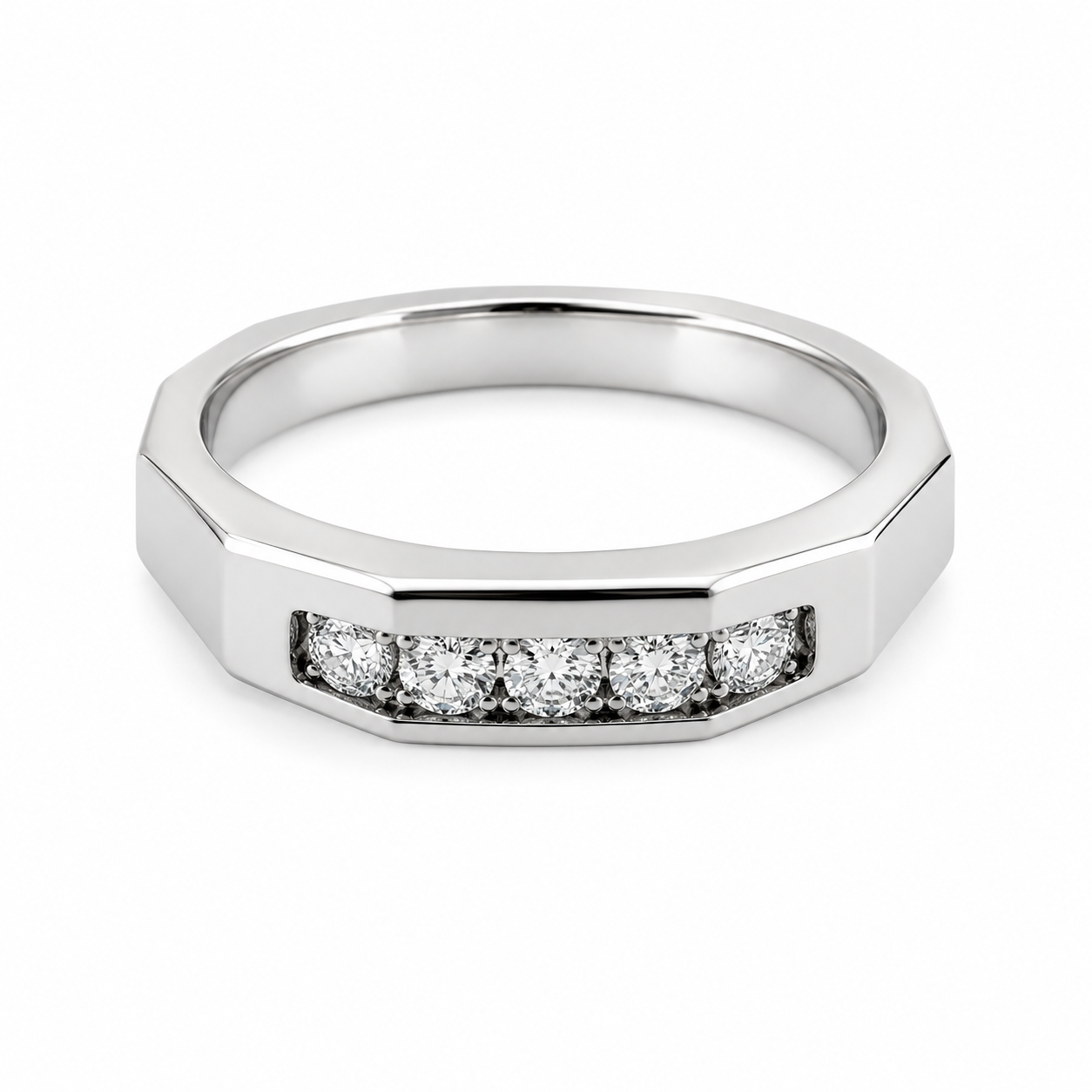 UB6374GW -White Gold Gents Ring