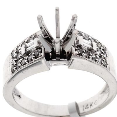 UB6445 - 14K White Gold Semi Mount Ring