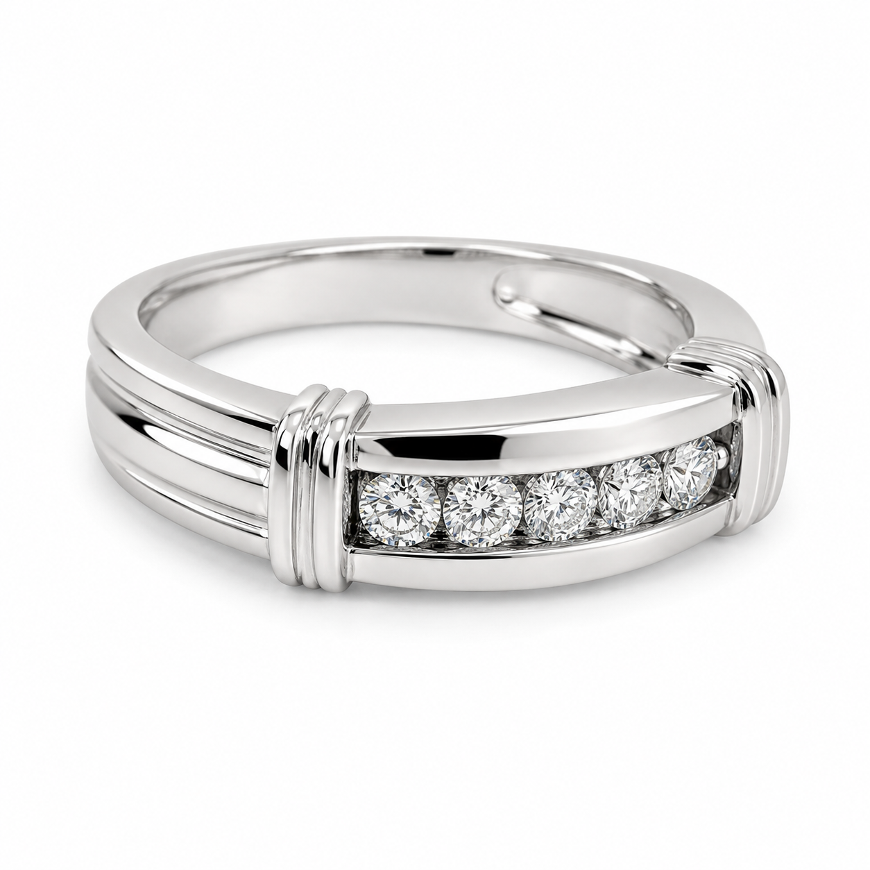 UB6607GW -White Gold Gents Ring