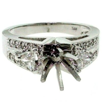 UB7141SMW - 14K White Gold Semi Mount Ring