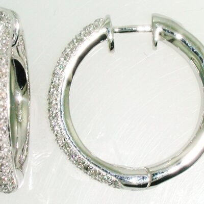 UB7190EW - 14K White Gold Hoop Earrings