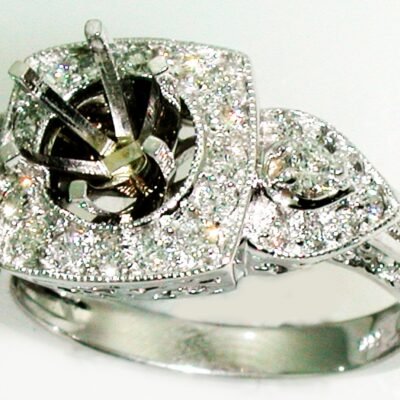 UB7197SMW - 14K White Gold Semi Mount Ring