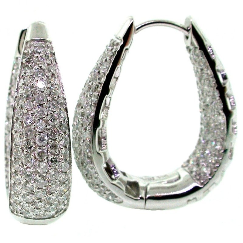 UB7357EW - 14K White Gold Hoop Earrings
