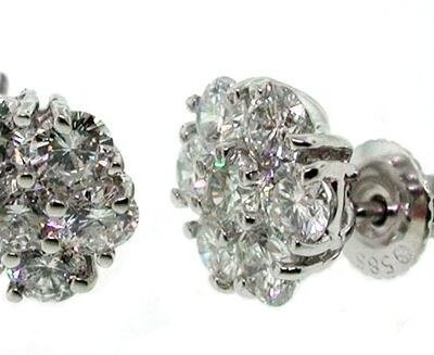 UB7713-2EW - 14K White Gold Stud Earrings