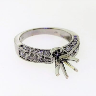 UB7914SMW - 14K White Gold Semi Mount Ring