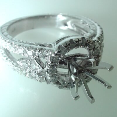 UB8001SMW - 14K White Gold Semi Mount Ring